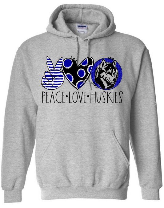 Peace Love Huskies Hoodie