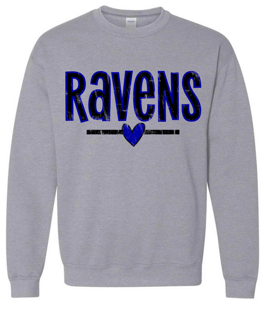 Distressed Ravens Heart Sweatshirt