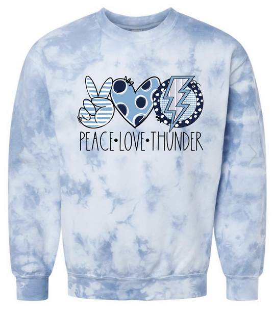**Limited Edition** Peace Love Thunder Blue Tie Dye Sweatshirt