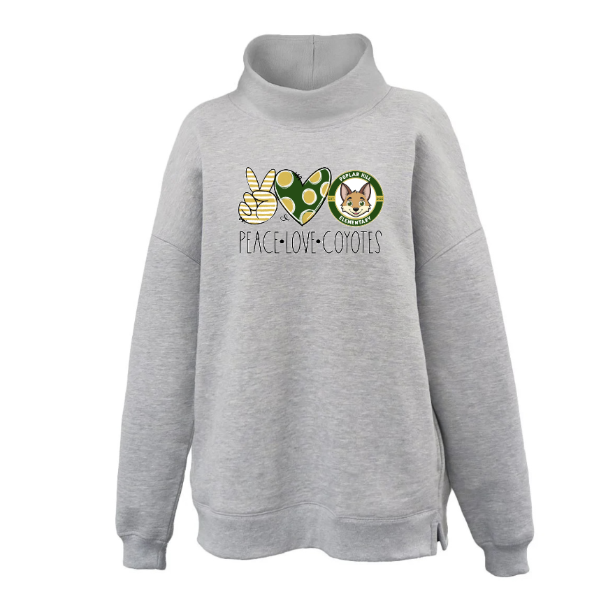 Peace Love Coyotes Oversized Mock Sweatshirt