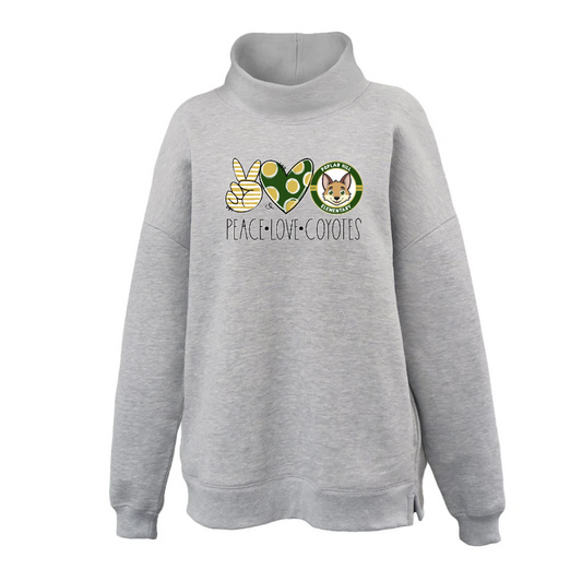 Peace Love Coyotes Oversized Mock Sweatshirt