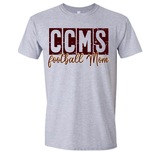 CCMS Distressed Football Mom Tshirt