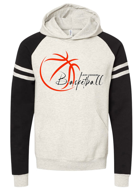 Lady Cougars Basketball Two Tone Striped Hoodie