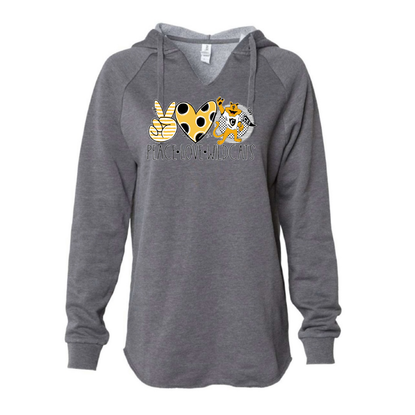 **LIMITED EDITION** Peace Love Wildcats  Ladies Vneck Hoodie