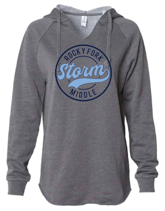 Ladies Lightweight Vneck Hooded Sweatshirt