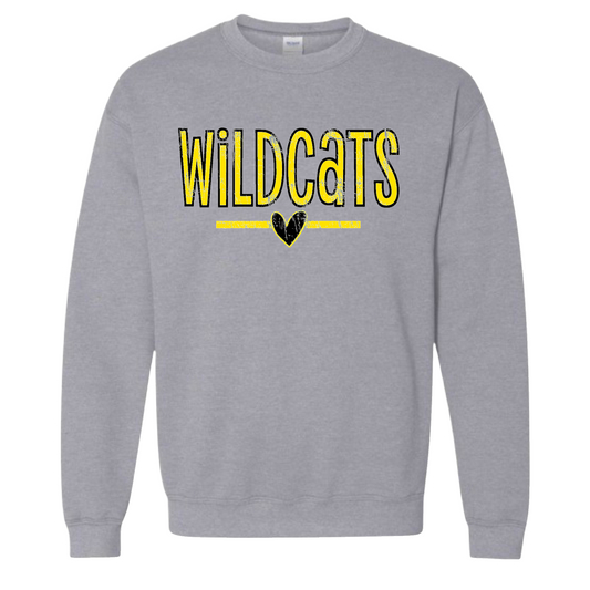 Wildcats Distressed Heart Sweatshirt