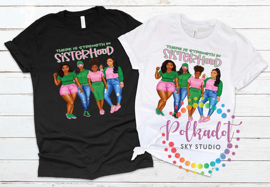 Sisterhood Strength tshirt-pink & green