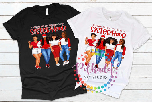 Sisterhood Strength tshirt-red & white