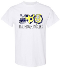 Load image into Gallery viewer, Peace Love Chargers Tshirt
